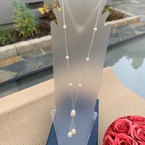 Holiday Flash Sale NEW Pearl & Real Silver Tassel Necklace